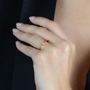 Solitário Dourado com Zircônia