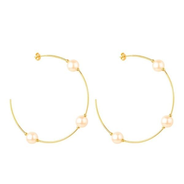 Brinco de Argola Grande Com Pérolas