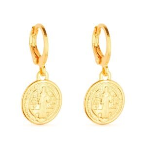 Brinco Dourado com Medalha Religiosa
