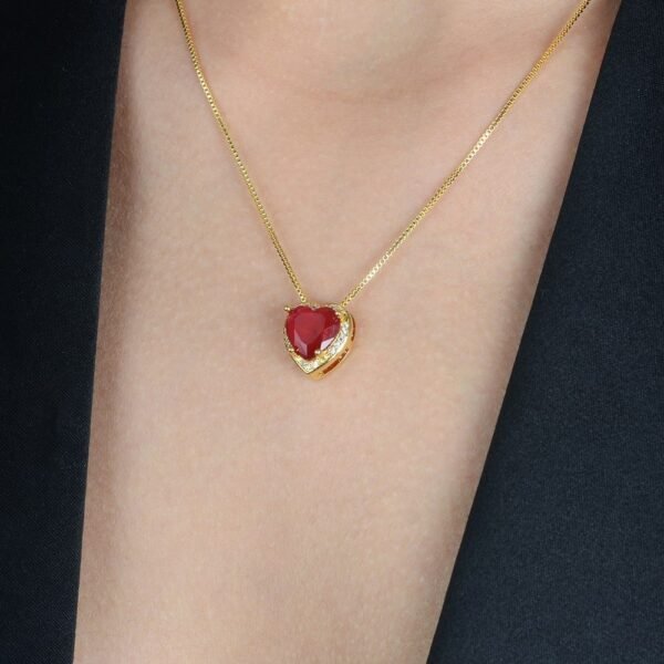 Colar Dourado de Pedra Natural Vermelha com Zircônia - Imagem 2