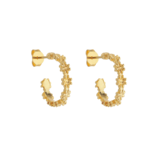 Brinco Dourado de Argola com Flores