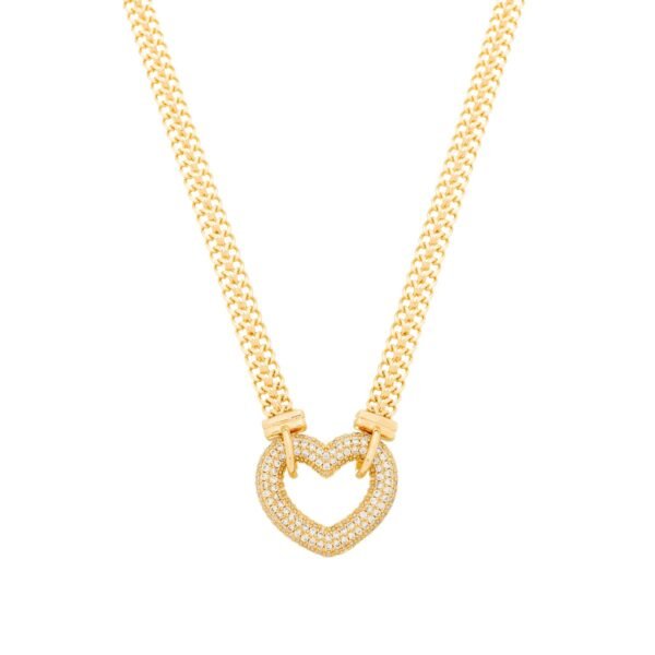 Chocker Dourada de Coração Vazado com Zircônia