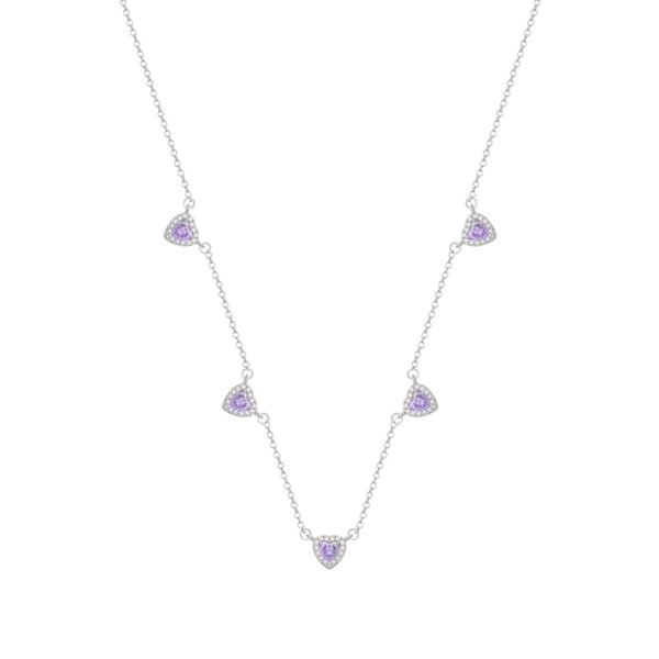 Conjunto Prateado de Coração Lilás com Zircônia - Imagem 4
