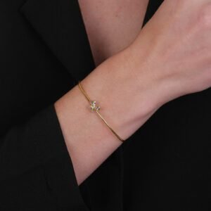 Bracelete Dourado com Borboleta e Zircônia Colorida